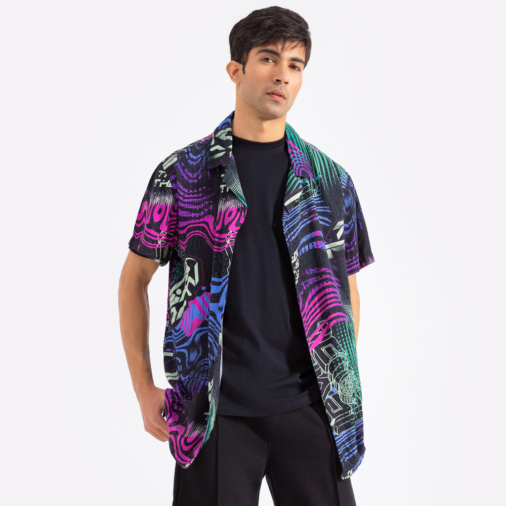 Digital Printing Summer Men Plus Size Shirt