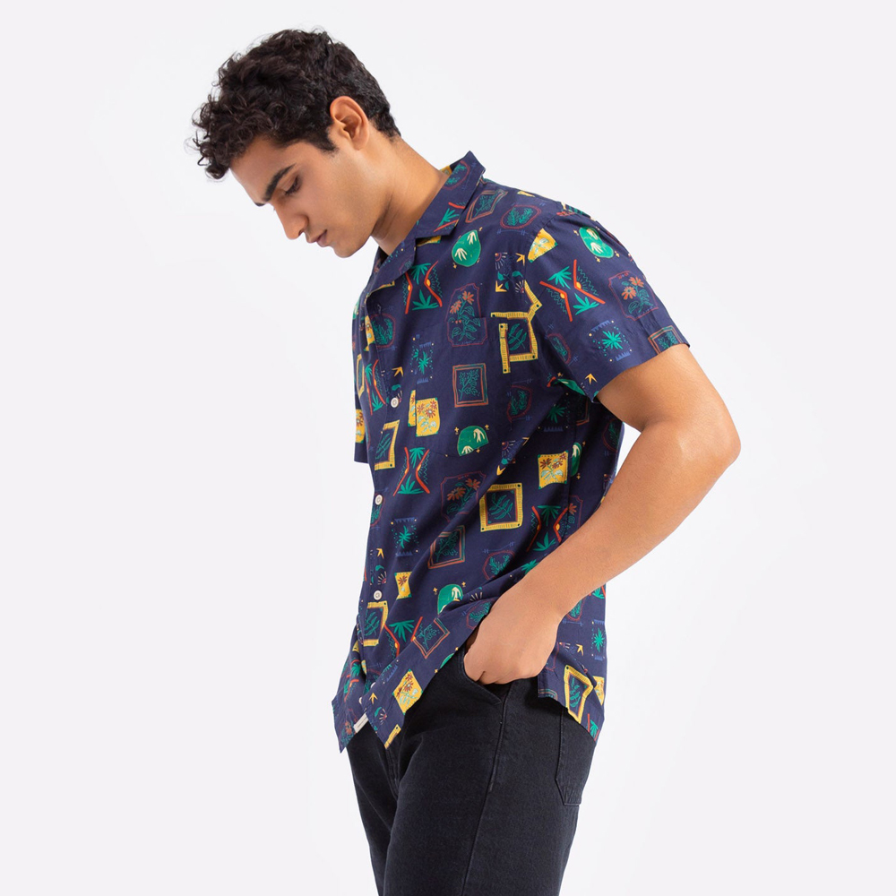 Custom Print Tropic Shirts Mens Button Up Resort Shirt